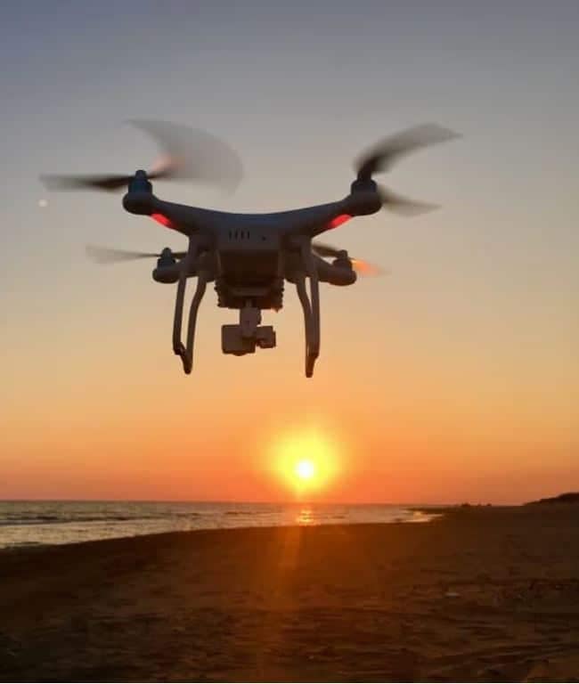 Flying drone in Sri Lanka Dune Towers beach resort, Sri Lanka
